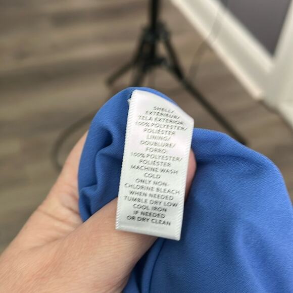 Loft Blue Floral Tiered Ruffle Mini Skirt Side Zipper Size 4 - Picture 6 of 7